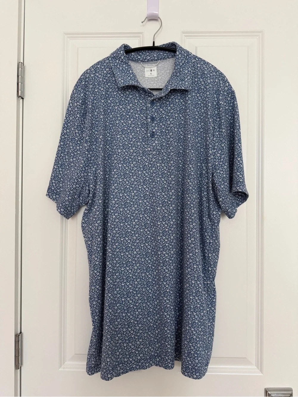 J. Crew Navy Blue Micro-Print Polo